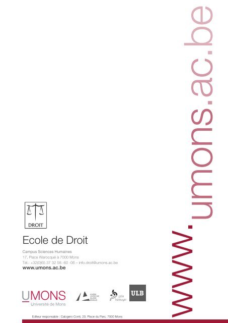 Ecole de Droit - Université de Mons