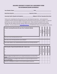 2010 Student Self-Assessment Form - Ashland University