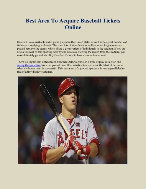Best Area To Acquire Baseball Tickets Online