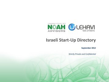 Israeli Start-Up Directory - NOAH Conference
