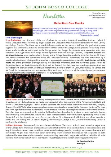 Newsletter - St John Bosco College