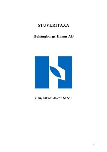 Stuveritaxa 2013 - Helsingborgs Hamn AB - Helsingborgs stad