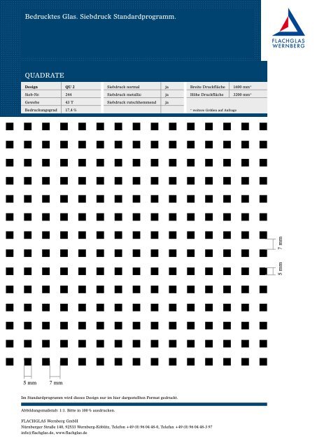 Siebdruck Standardprogramm - FLACHGLAS Wernberg