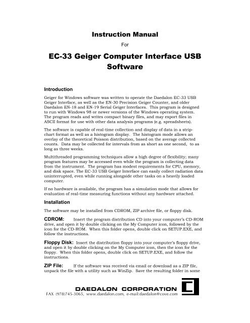 EC-33 Geiger Computer Interface USB Software - F9
