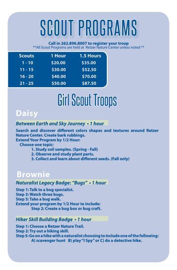 SCouT PRoGRAMS - Waukesha County