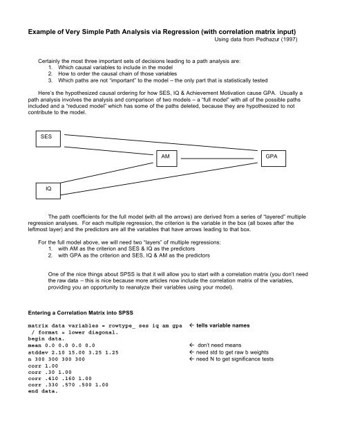 Example of Very Simple Path Analysis via Regression (with ...