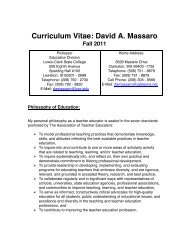 Curriculum Vitae: David A. Massaro - LCSC Education Division