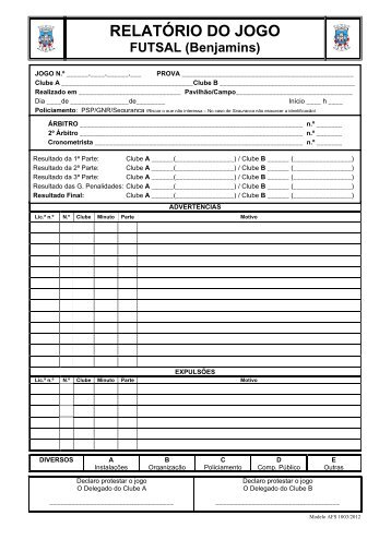 RELATÓRIO DO JOGO FUTSAL