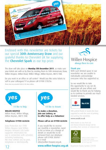 Autumn/Winter 2011 newsletter - Willen Hospice