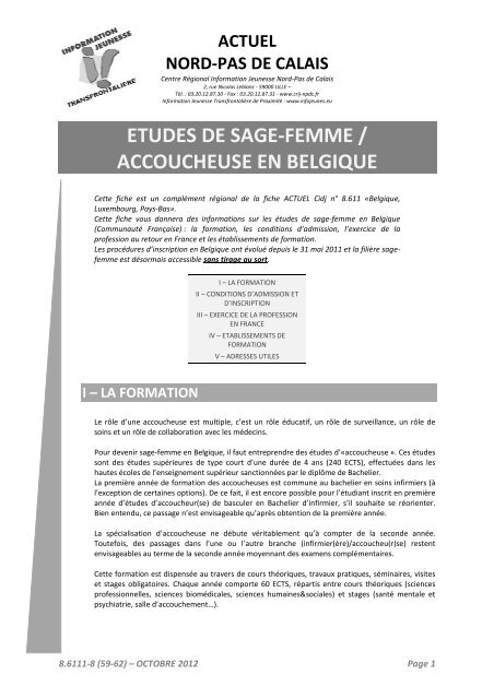 8.6111-8 â€“ Etudes de sage-femme/accoucheuse en Belgique