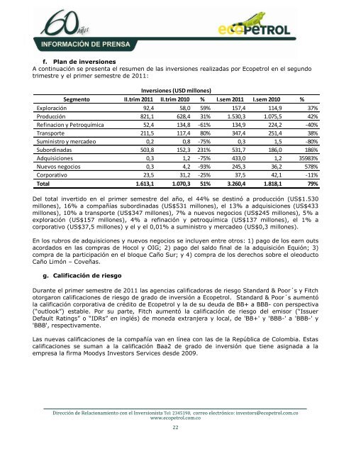 Ecopetrol Reports Results for Third Quarter 2008 - cpzulia.org