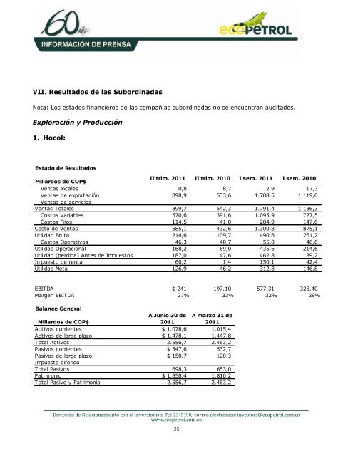 Ecopetrol Reports Results for Third Quarter 2008 - cpzulia.org