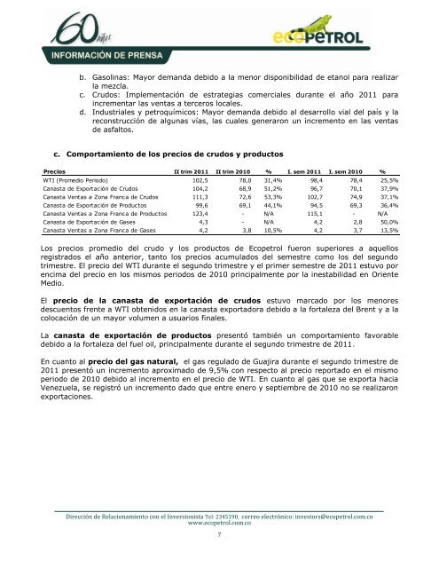 Ecopetrol Reports Results for Third Quarter 2008 - cpzulia.org