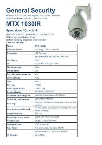 General Security MTX 1030IR - Camere video supraveghere