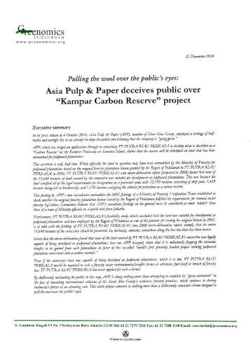 Asia Pulp & Paper deceives public over âKampar Carbon