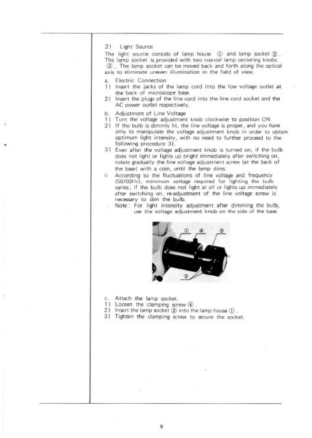 Olympus EHT & FHT Research Microscopes instruction manual