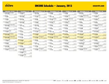 ENCORE Schedule - January, 2013 - Starz