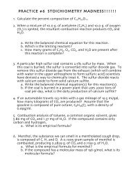 PRACTICE #6 STOICHIOMETRY MADNESS!!!!!! - Huron High School