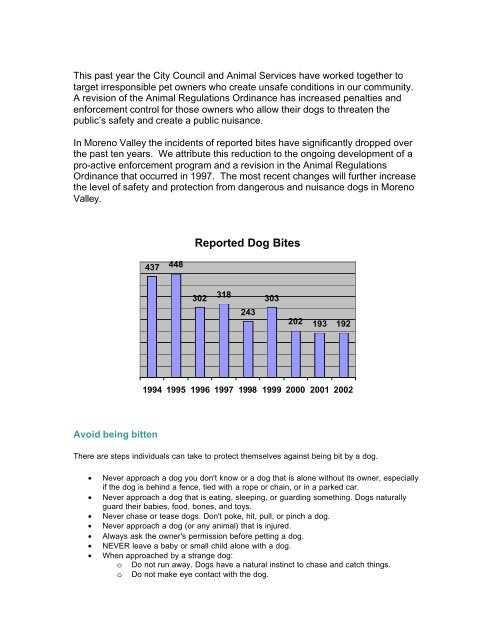 Dog Bite Facts - City of Moreno Valley