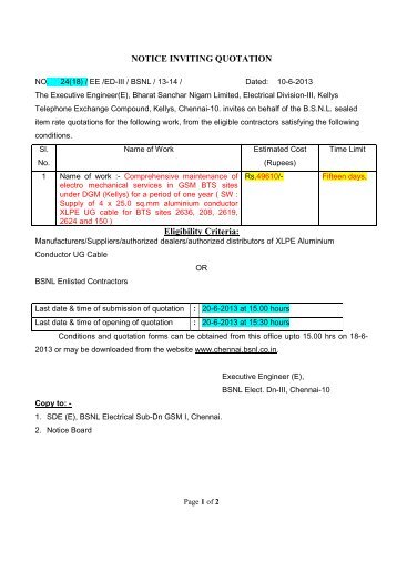 details..... - Chennai Telephones - BSNL