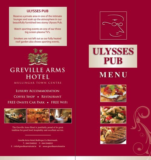 Sample Menu Available Here - Greville Arms Hotel