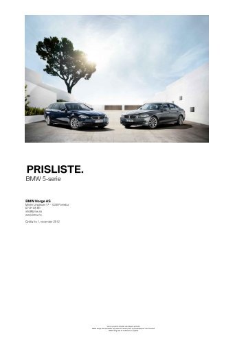 PRISLISTE. - BMW Diplomatic Sales