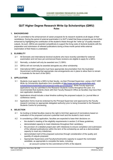 write up scholarship rules qut how to an introduction for persuasive writing