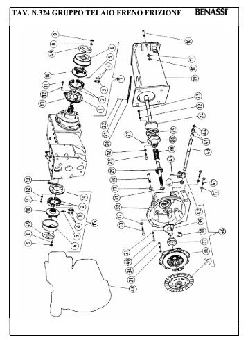 TAV. N.324 GRUPPO TELAIO FRENO FRIZIONE - Benassi