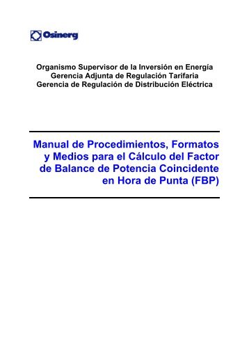 Manual de Procedimientos, Formatos y Medios para el Cálculo del ...