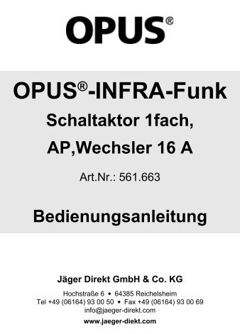 INFRA-Funk Schaltaktor 1fach, AP,Wechsler 16 A - OPUS Schalter