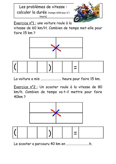 Les problÃ¨mes de vitesse : calculer la durÃ©e (temps infÃ©rieur Ã