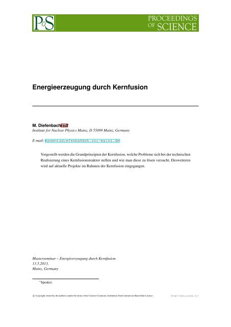 Energieerzeugung durch Kernfusion