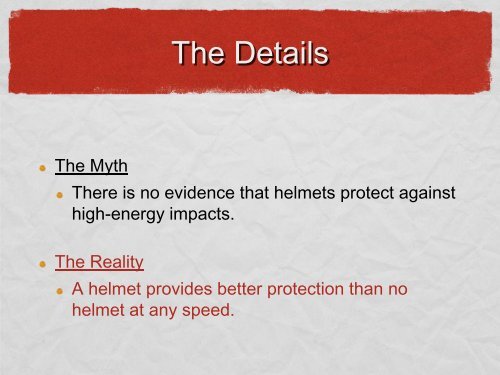 Helmet Mythbusters
