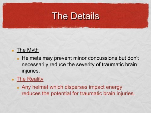 Helmet Mythbusters