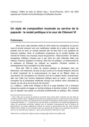 Un style de composition musicale au service de la papautÃ©