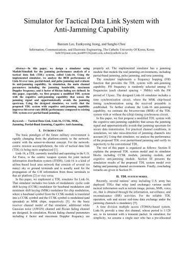 Simulator for Tactical Data Link System with Anti-Jamming ... - icact