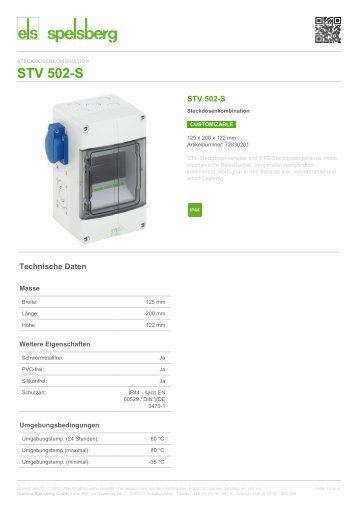 STV 502-S - Steckdosenkombination (72830201) - Spelsberg