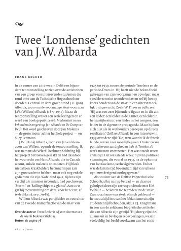 Twee 'Londense' gedichten van J.W. Albarda - Wiardi Beckman ...