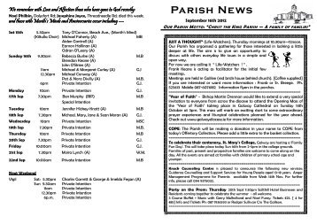 Parish News Sept 16 2012 - Salthill Parish