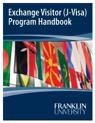 Franklin University: Handbook for Exchange Visitor- J Program