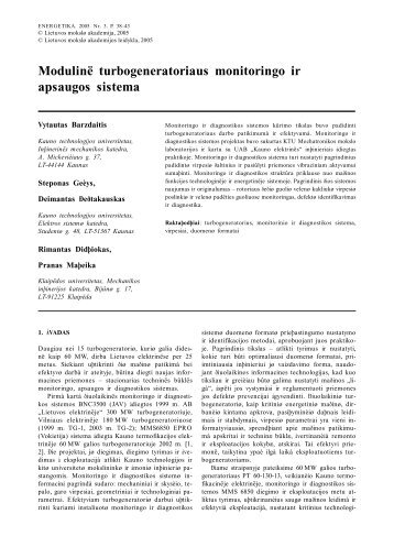 Modulinė turbogeneratoriaus monitoringo ir apsaugos sistema