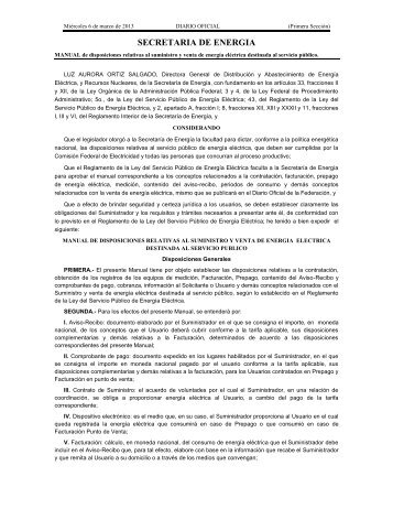 Manual de Disposiciones Relativas al Suministro y Venta de ...