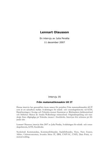 Lennart Olausson - Tekniska museet