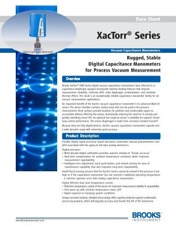 XacTorr Digital Vacuum Capacitance Manometers - Brooks Instrument