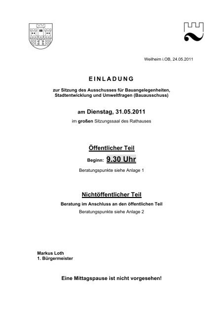Bauausschuss 31.05.2011 - Weilheim
