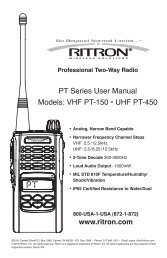 PT Series User Manual Models: VHF PT-150 • UHF PT-450 - Ritron