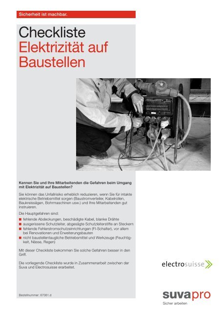 Checkliste Baustelle - Elektro Holliger AG
