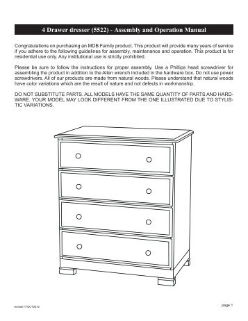 4 Drawer dresser (5522) - Assembly and Operation ... - DaVinci Baby