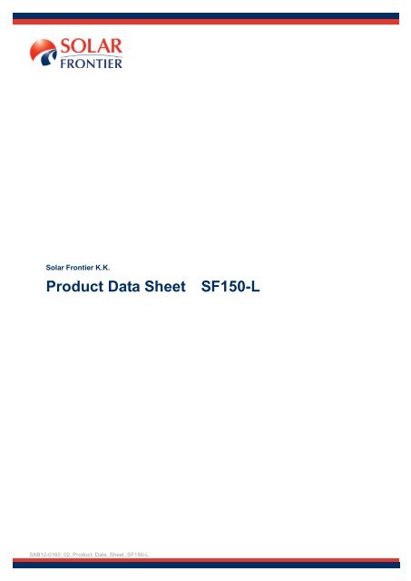 150 Watt Solar Frontier module datasheet - Energy Matters