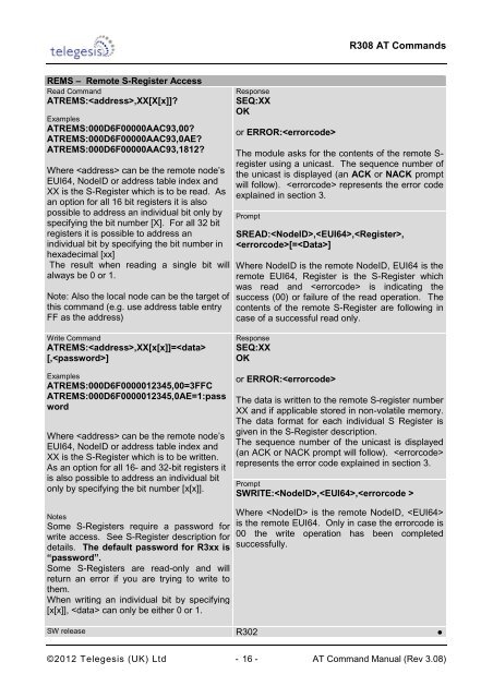 R308 AT Command Manual - wless.ru